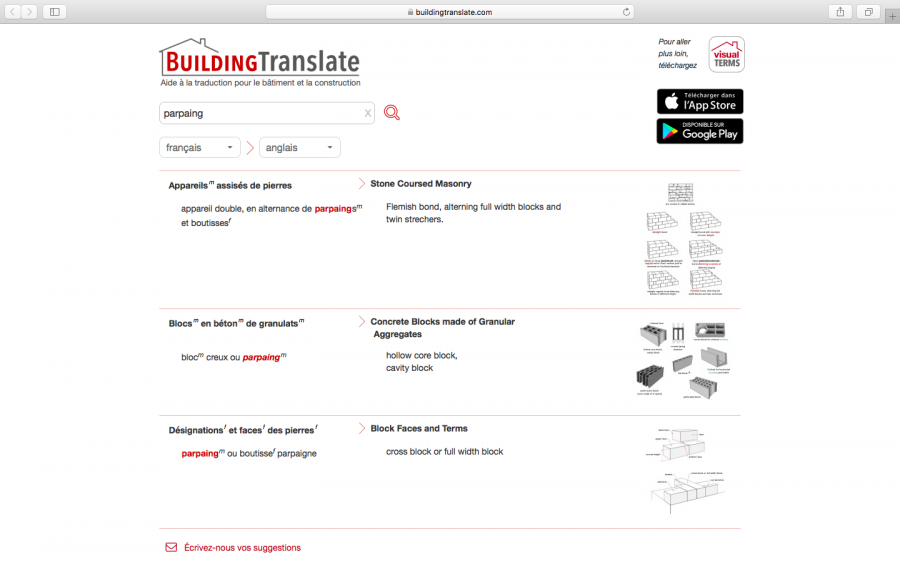 Capture d'écran du site web BuildingTranslate.com