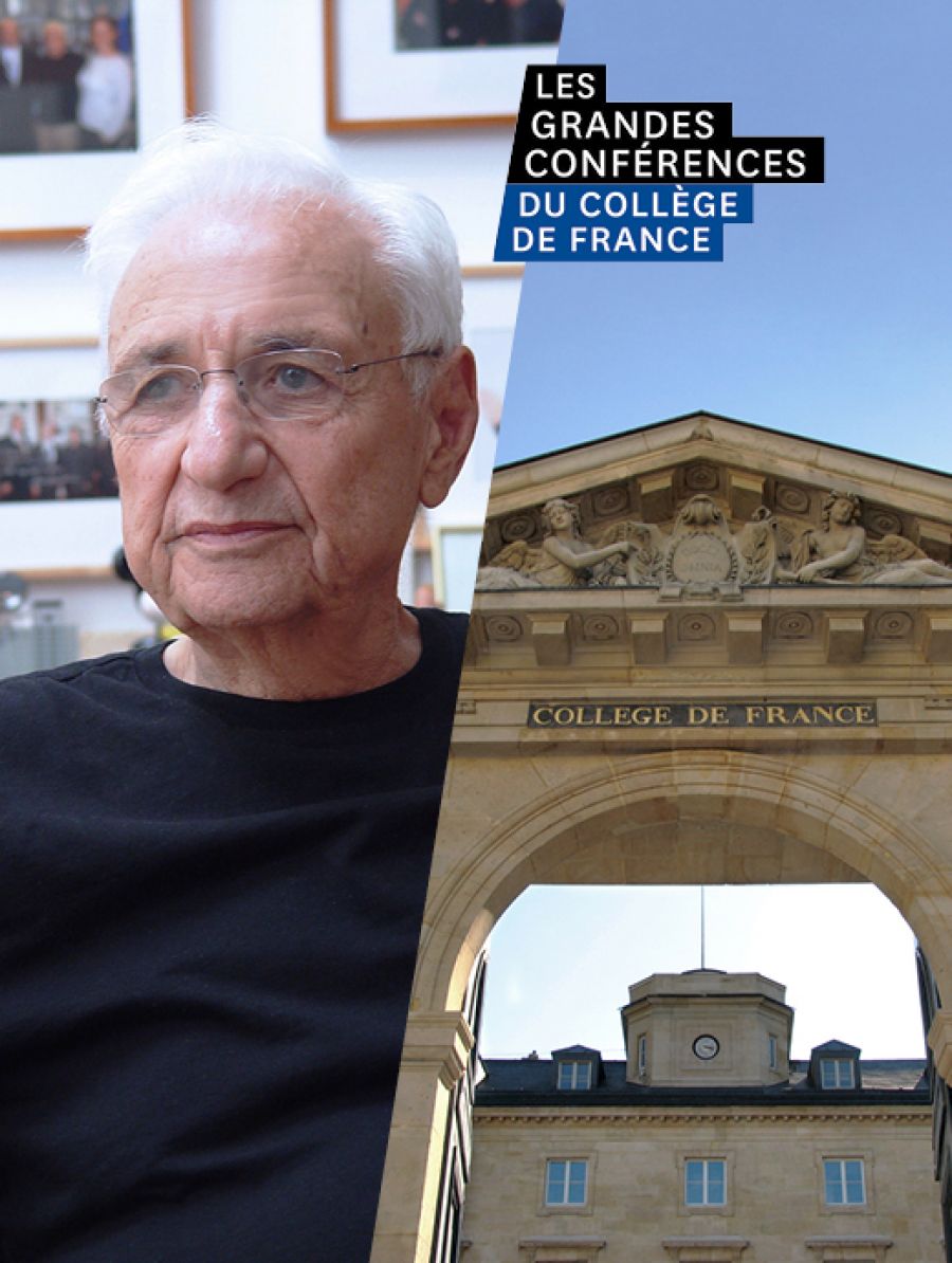 Affiche de la conversation entre Frank Gehry et Jean-Louis Cohen au Collège de France
