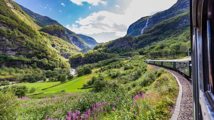 Trajet en train Flamsbana entre Flam et Myrdal, en Norvège © HildaWeges